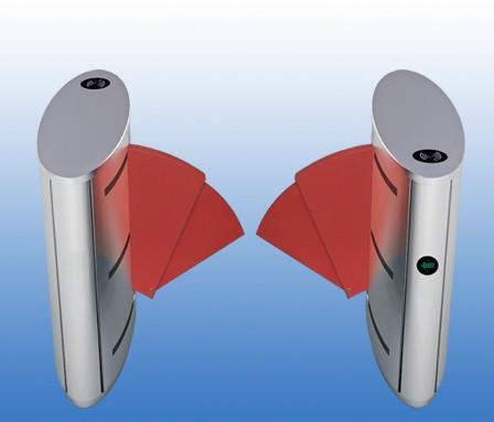 Wide Lane Telescopic Flap Barrier Gate Red SUS304 24VDC Brushless Motor