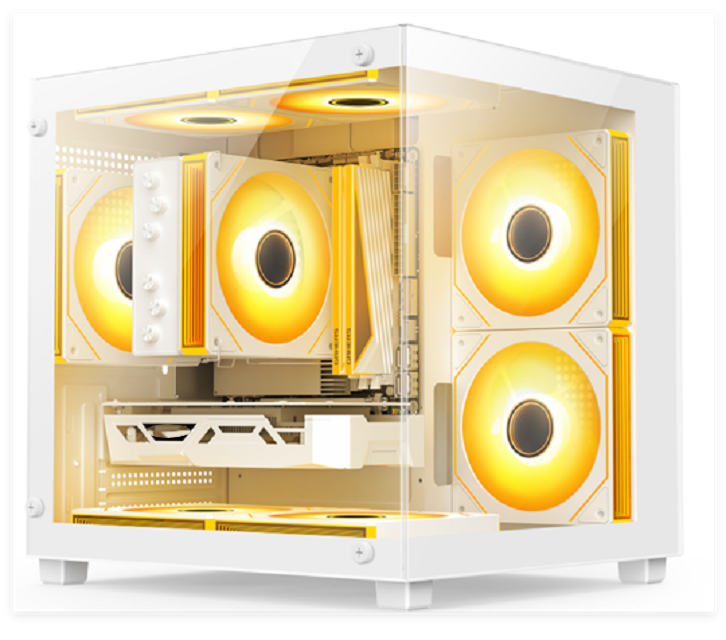 Compact Glass PC Case,Micro-ATX/ITX, 240mm Water Cooling, Top Dust Filter,White/Black