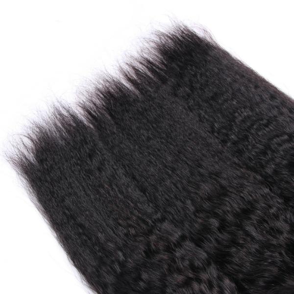 Real Human Kinky Straight Virgin Dyeable Hair Extensions Natural Color