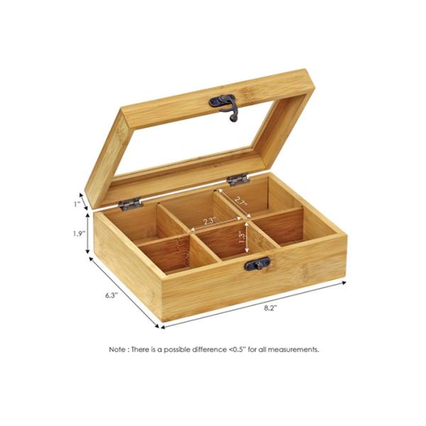 Heat Resistant Bamboo Storage Chest With Lock , Wooden Box To Hold Tea Bags