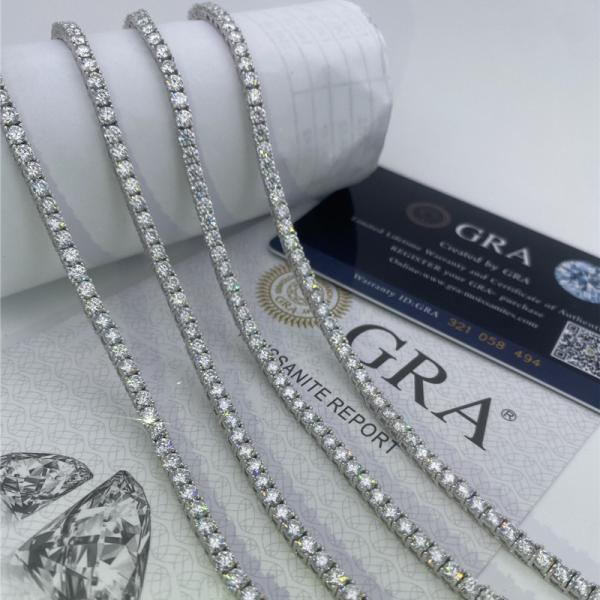O ouro da corrente 14K do tênis de Moissanite do corte redondo chapeou a colar VVS1 do tênis de Moissanite