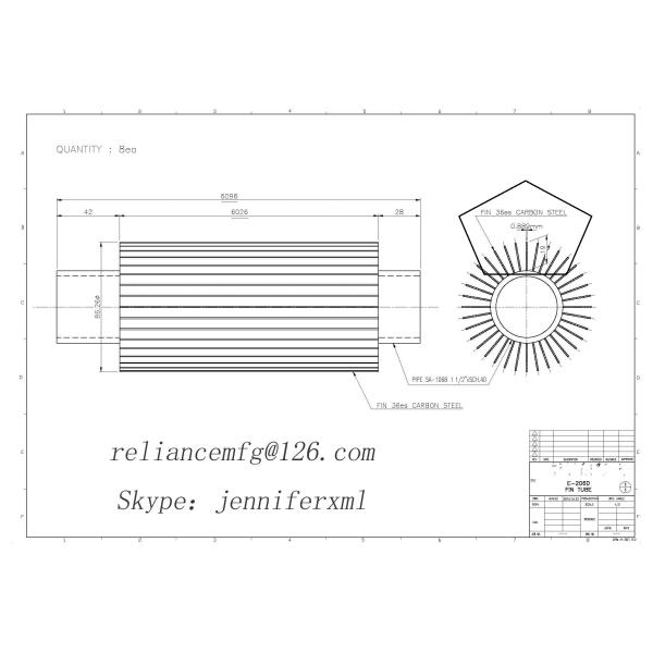 Ребристые трубы стали углерода СА106Б ребра 36ЭС продольные, высота 19мм