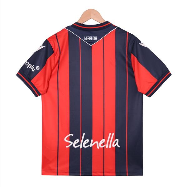 Bologna FC 2025-2026 Home Jersey - Red Blue Stripes Championship Badge