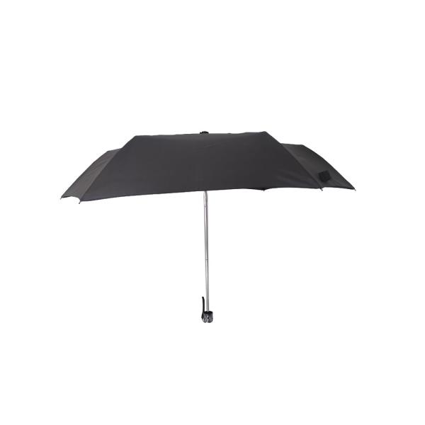 Manual 19 Inch Lady Three Fold Umbrella Black Metal Frame Pongee Fabric