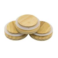 Couvercle de verre en bois naturel couvercle de tasse de café couvercle avec anneau de sceau en silicone couleur bois
