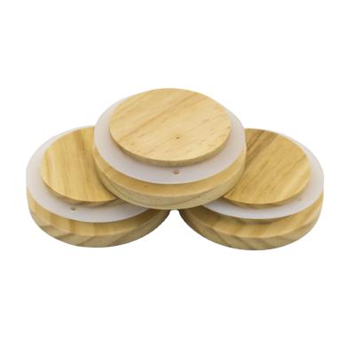 Couvercle de verre en bois naturel couvercle de tasse de café couvercle avec anneau de sceau en silicone couleur bois