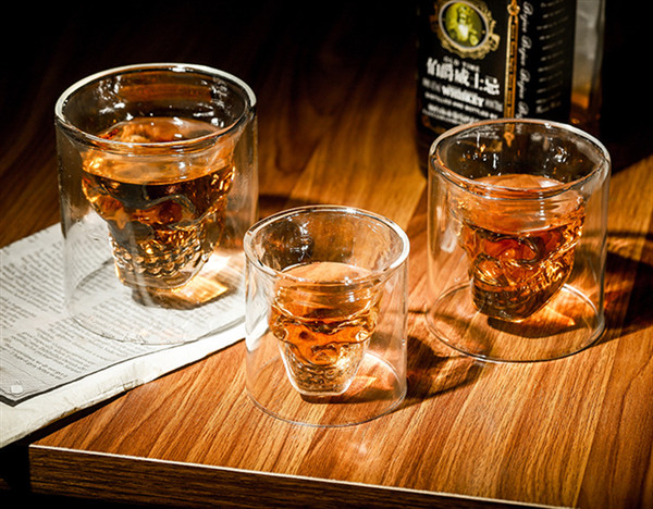 Skeleton Shaped High Borosilicate Glass Cup Vodka Shot Double Wall Glass Cup