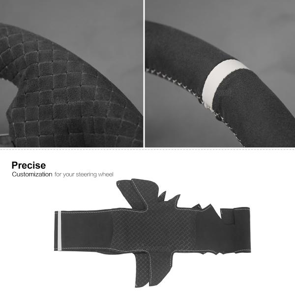 Custom Hand Stitching Embossed Athsuede Steering Wheel Cover for Toyota 4Runner Land Cruiser Prado Tacoma Sequoia 2010-2017