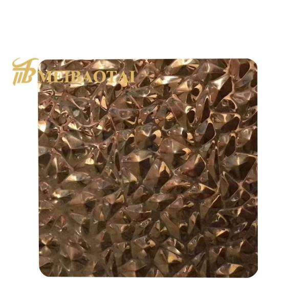 JIS Embossed Stainless Steel Sheet Rose Gold Plating 3D Decorate SS Plate 4x8 0.65mm Thk