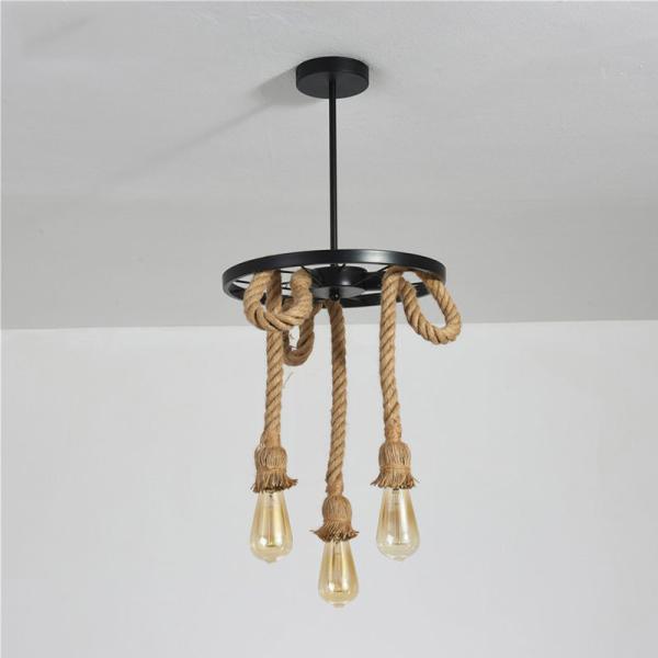 Loft Iron  Rope Chandelier Retro Industrial Light Fixture Dining Room Light(WH-VP-207)