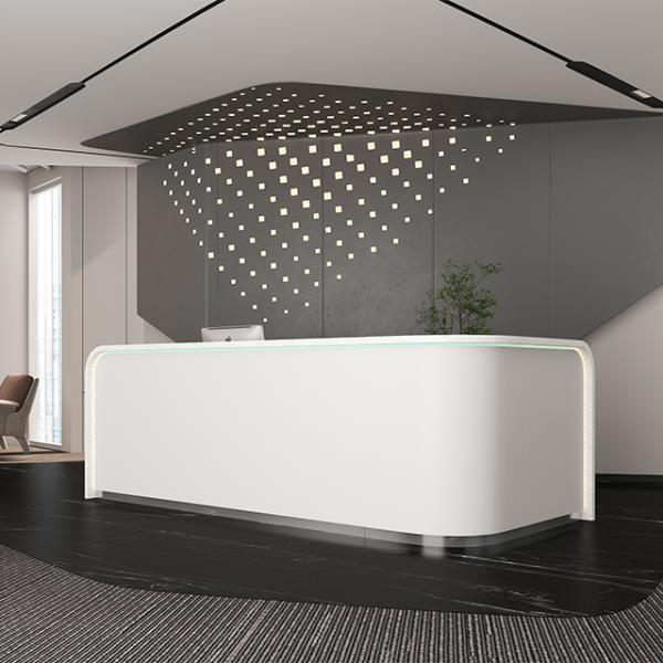 Texture Artificial Stone Countertop Front Desk Company Hotel Reception Desk Service Desk Simple Modern And Stylish Curved Counter