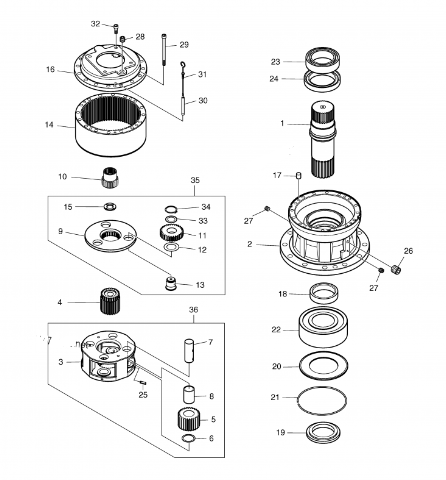 DX380 DX420 Excavator Swing Gearbox 404-00095A Swing Reduction Gear For Doosan