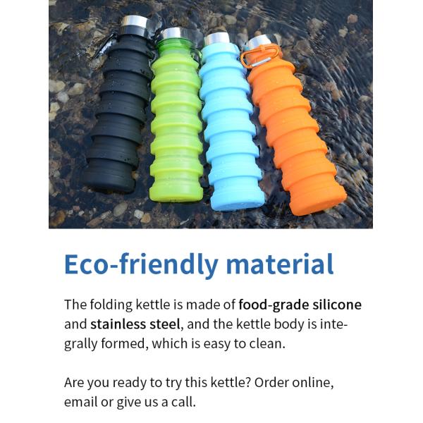Silicone Sleeve 500ML Collapsible Water Bottle with Lid Eco-Friendly and Durable