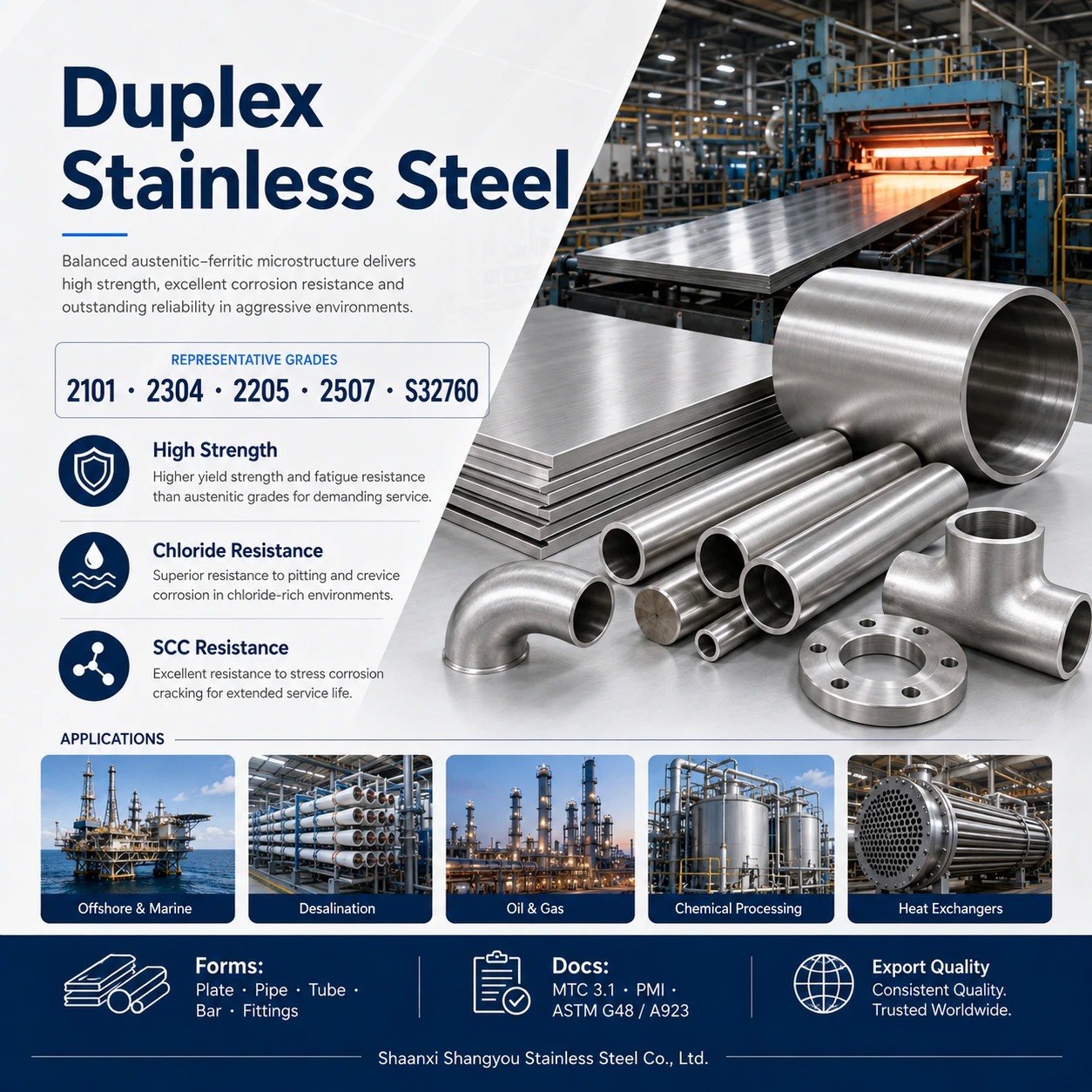 Duplex Stainless Steel Grades, PREN, Standards & Product Supply