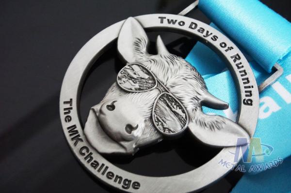 Deer Head Logo Metal Award Medals And Ribbons Nickel Plating 3D Mold Design