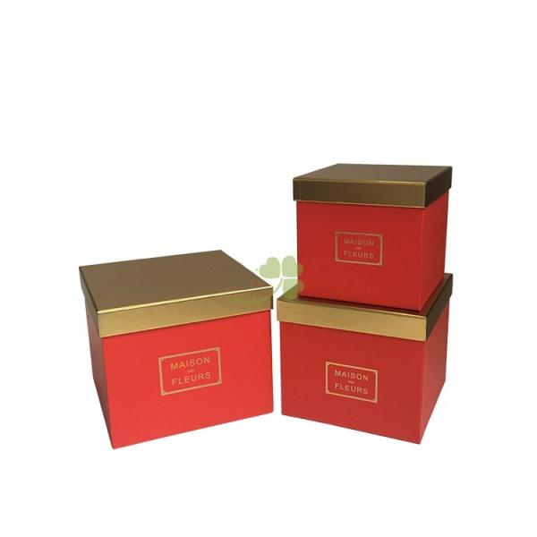 Rigid Cardboard Hamper Floral Boxes Custom Logo Gold Foil Stamping For Rose Packaging