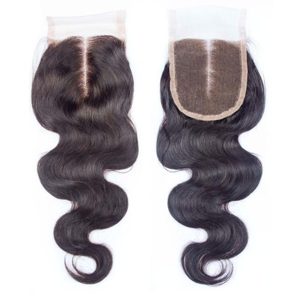 Middle Part Human Hair Lace Closure With Baby Hair 4x4 Natural Color Body Wave