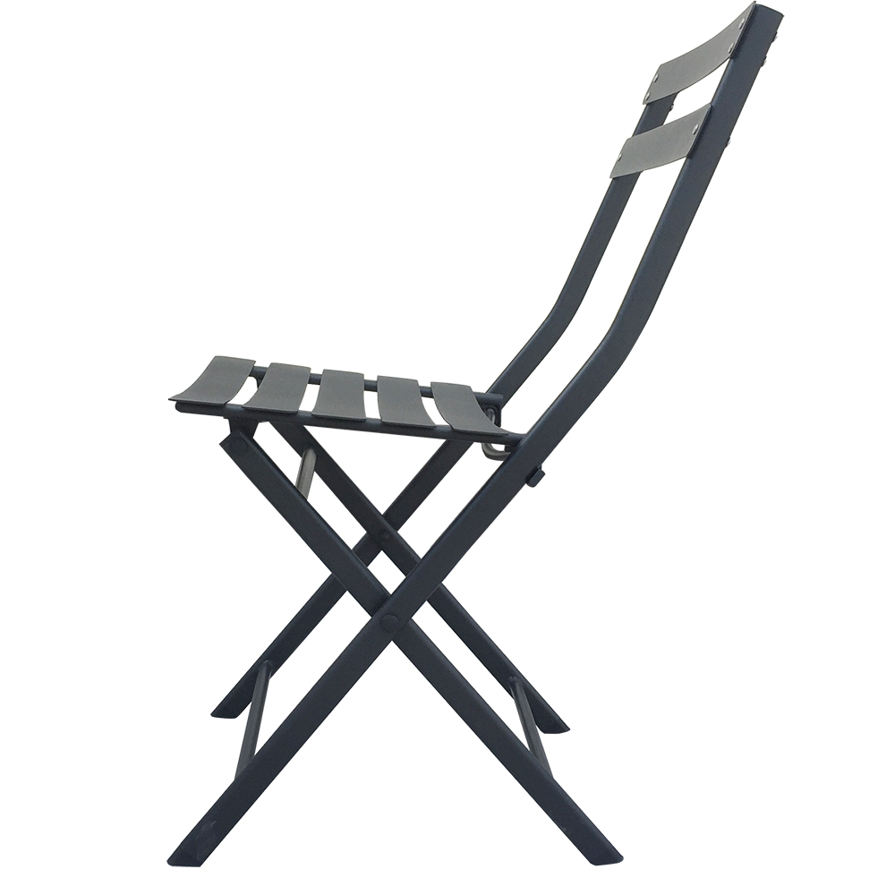 Wholesale Price Outdoor Furniture Iron Frame Folding Table and Chair Black Rust Prevention Fold Chairs and Round Table