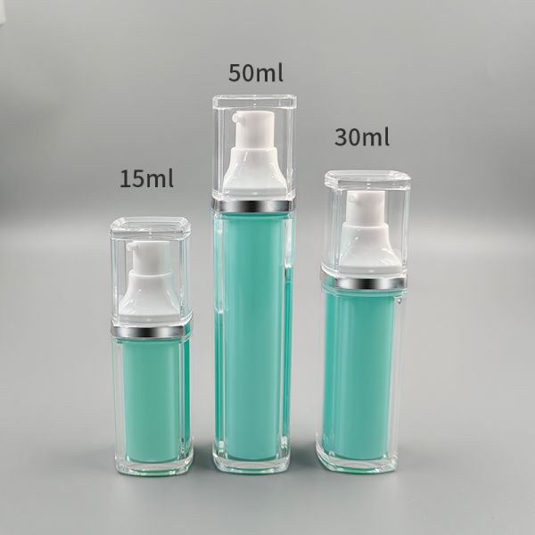 Hot Sale Wholesale Factory High Quality 15ml 30ml 50ml Square Double-layer Vacuum Bottle for Personal Care