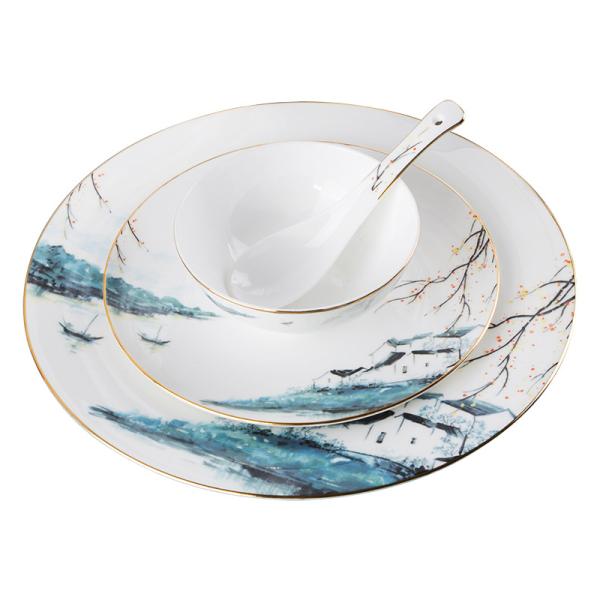 Набор плиты подарочной коробки керамический, набор Dinnerware фарфора круглой посуды установленный