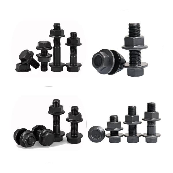 M8 M22 acier au carbone noir oxyde hex serré flange boulon et écrous