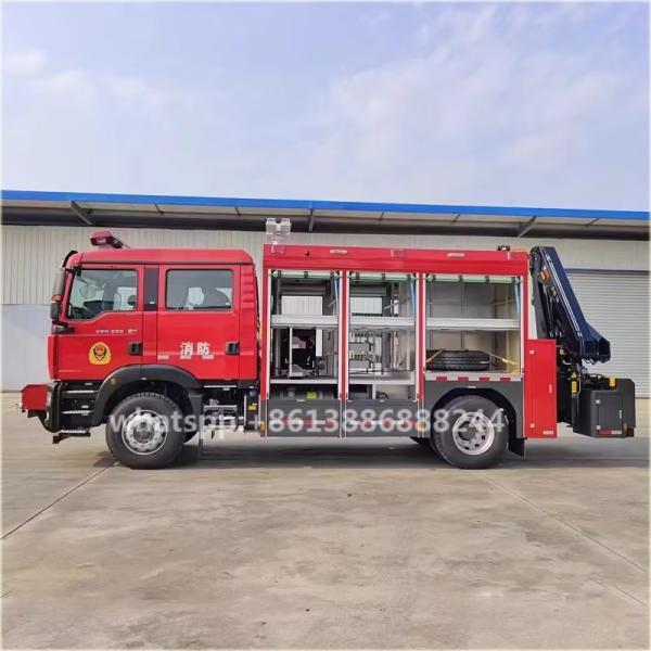 SITRAK 4X2 Double Row Rescue Fire Truck With Crane   Lighting   Breaking Life    Rescue  Truck With Crane