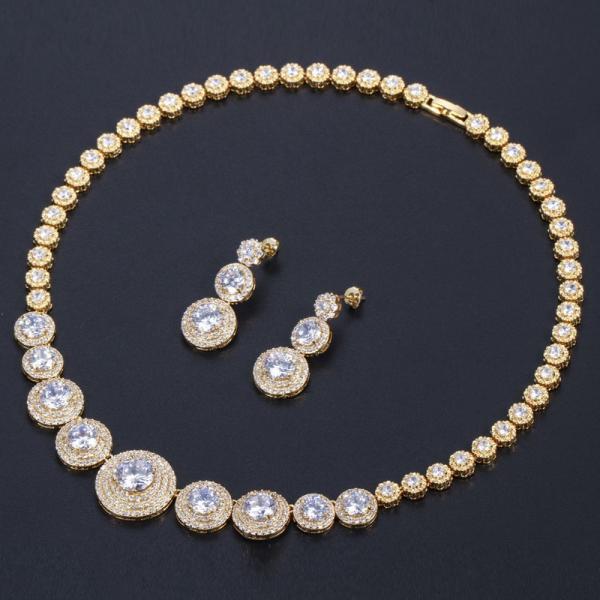 AAA CZ CZ Crystal Necklace Pendant Necklace Rhinestone CZ Jewelry Set Women Wedding Necklaces Jewelry for Gift