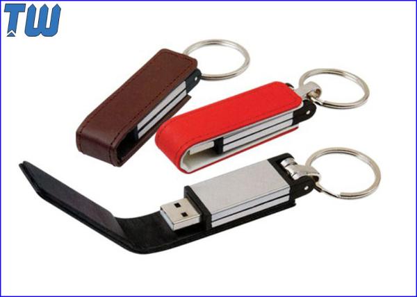 Leather Cover 8GB USB Flash Drive Free Key Ring Debossed Logo