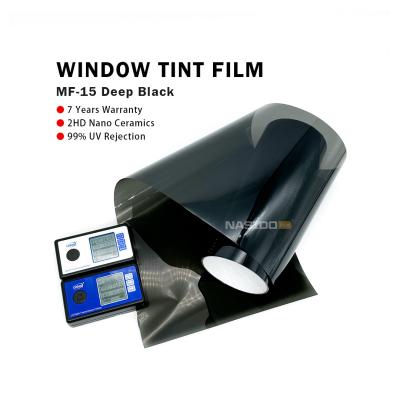 NASIDO Voiture de qualité Film solaire MF15 Noir 97% IRR HD Nano Ceramique film de fenêtre anti-chaleur Film de fenêtre de teinte de confidentialité de voiture