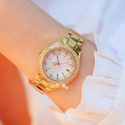 O presente dourado do relógio de senhoras 3ATM ajustou o grupo do relógio e do bracelete de senhoras de 22cm