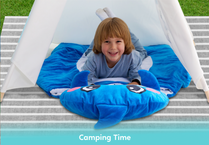 Shark Toddler Nap Mat for Kids Ages 3+  for Preschool with Pillow & Blanket