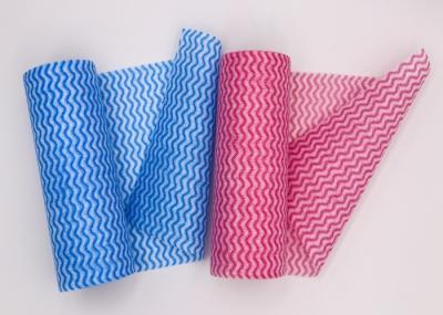 Colorful Wavy Line Spunlace Nonwoven Disposable Cleaning Cloth Roll 50gsm