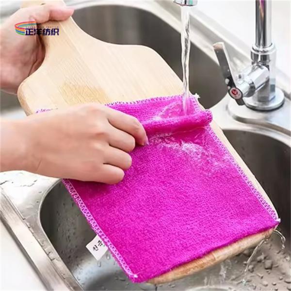 Ultra-Fine Natural Bamboo Fiber Charcoal Dishcloth Microfiber Dish Towel Cleaning Cloth