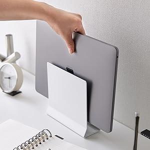 Perfect Standing Desktop Laptop Storage Rack Metal Slim Laptop Stand Torre Negra Organizador