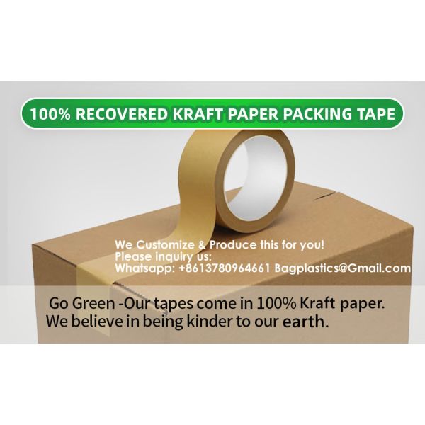 Eco-Friendly Kraft Paper Tape, Biodegradable Kraft Paper Tape, Recyclable Writable Packing Tape, Non-Coated Surface For Masking, Sealing