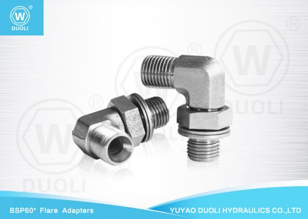 90 Degree Elbow BSP Male Hydraulic Flare Fittings 60° Seat With Adjustable Lock Nut