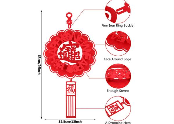 6pcs Felt Holiday Decorations Chinese New Year Lantern