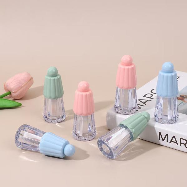 Cosmetic Type Lip Gloss 4.5ml Plastic Tube With Umbrella Shape Cover In Various Colors
