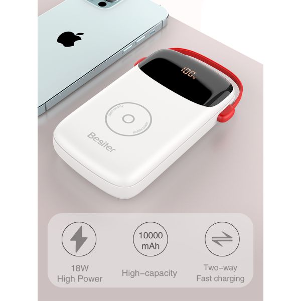Abs Mini Portable Power Bank Charger Li Polymer Battery 10000mah With Digital Display
