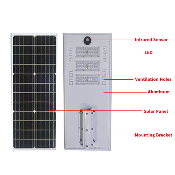 Все в одном на открытом воздухе солнечном патио освещает панель солнечных батарей 60в интегрированную ИП65 АК85-265В Моно