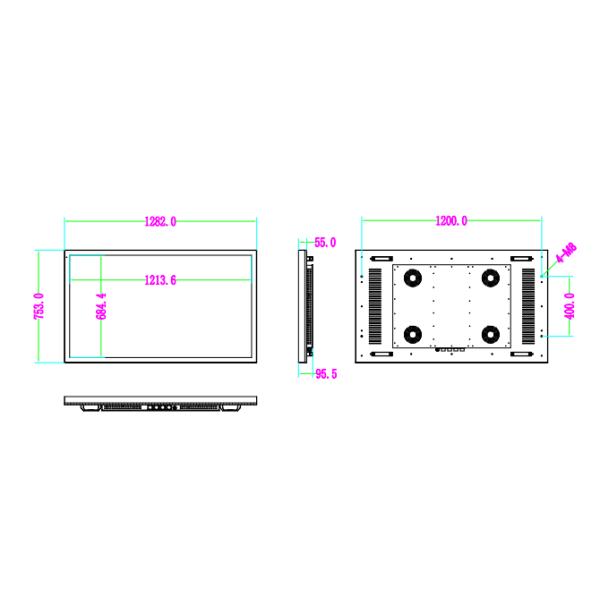Signage установленный стеной водоустойчивый цифров IP66 LCD 55
