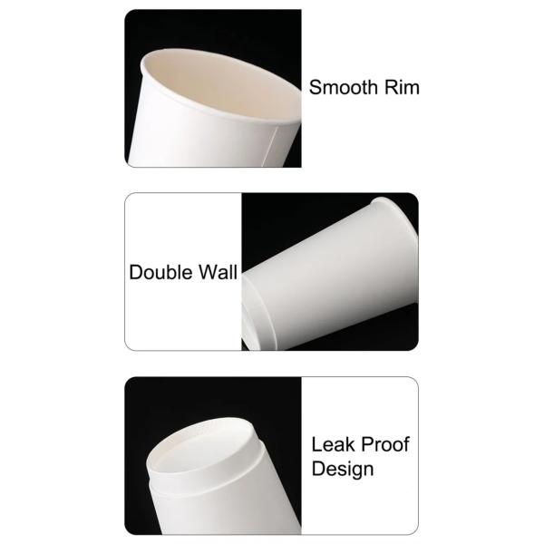 16oz 500cc Disposable Single Use White Paper Coffee Cup Double Layer Paper Cup