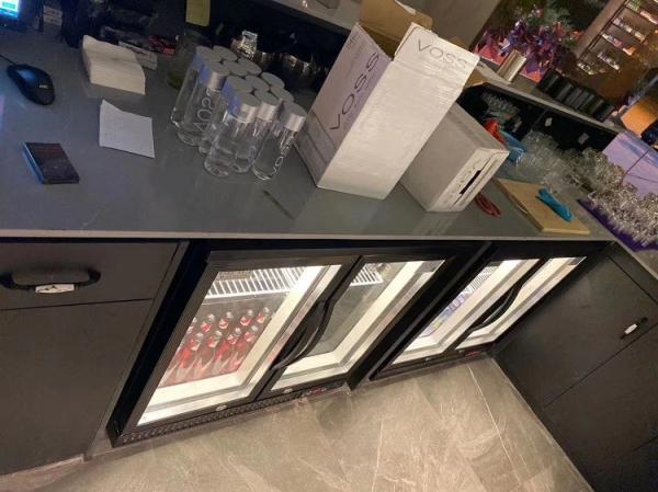 Bottom Back Mount Bar Drink Cooler , 2 Door Glass Bar Fridge With PVC Coating Shelf