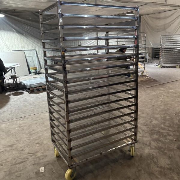 Stackable Drying Tray Cart Food-Grade Stainless Steel Drying Rack Dehydration Trolley