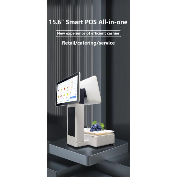 Supermarket POS System 15.6inch Dual Touch Screen with Built-in Scale Printer Wireless Protocol NFC Interface VGA