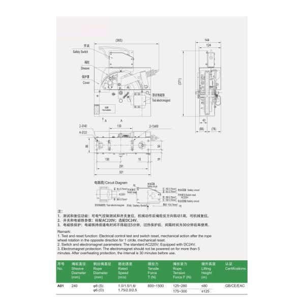240 мм Диаметр лифт безопасные части сверхскоростной губернатор без комнаты лифт