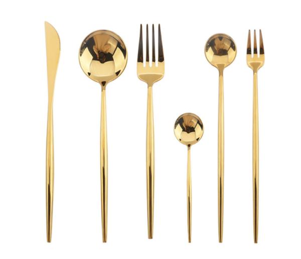 304 High Quality Mirror Gold Stainless Steel Cutlery NC099 Flatware Set Tableware Kitchen Items