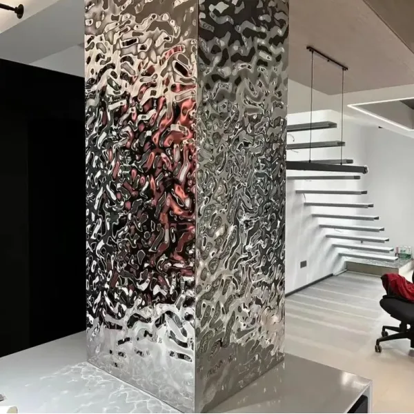 Water Ripple Wall Panel Stainless Steel Sheet with Mirror Finishing 304 Grade 0.3 - 1.5mm Thickness