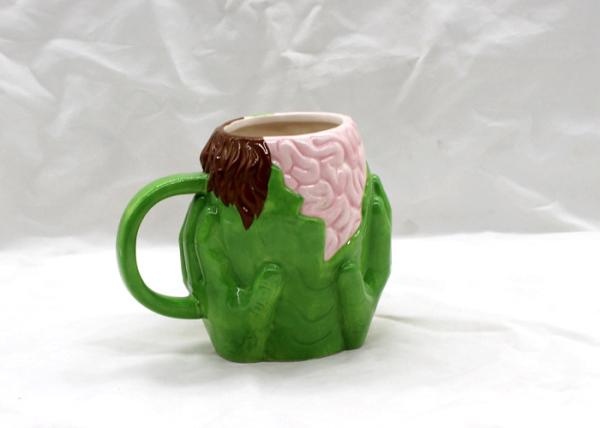 Favourite Halloween Skull Cups Ceramic Coffee Tea Cup Green Color With Handle