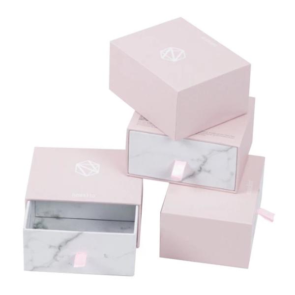 High End Exquisite Cardboard Jewelry Gift Boxes Biodegradable Light Pink Color